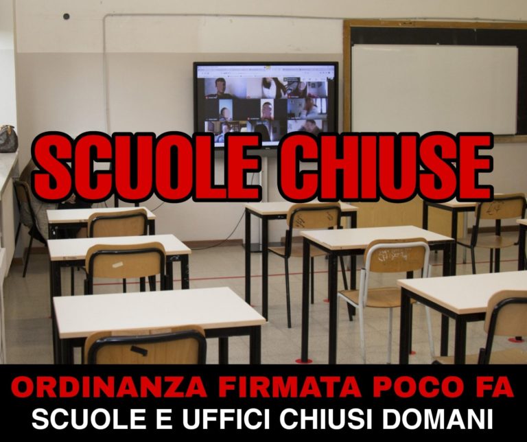 Scuole chiuse, firmata l’ordinanza